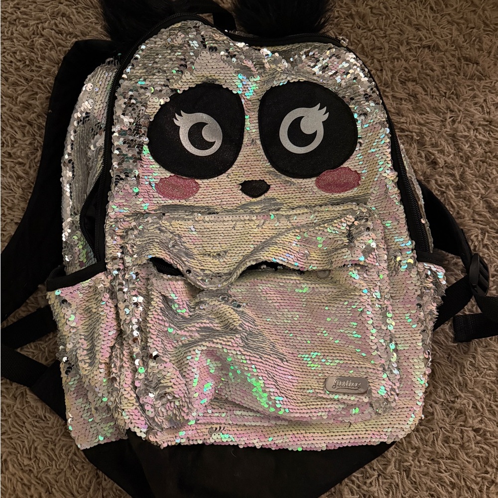 Justice Sequin Panda Backpack